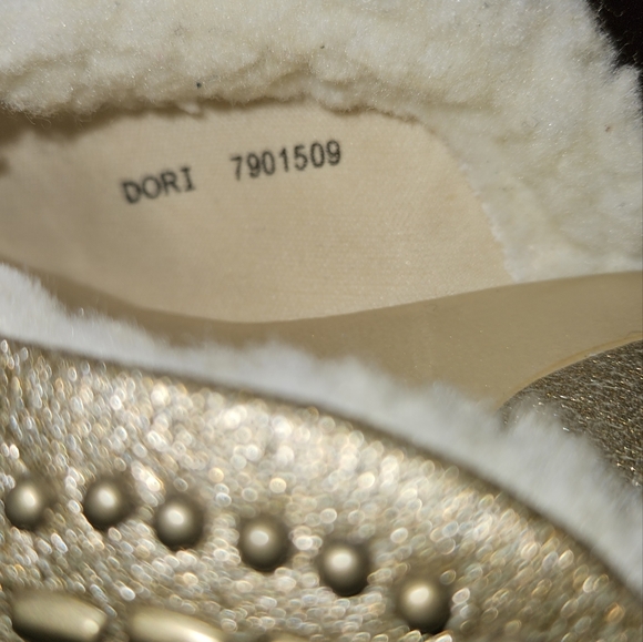 Metro 7 Gold Shimmer Clog Platform Heel, Faux Fur, with Beads & Studs size 6 - Picture 4 of 7